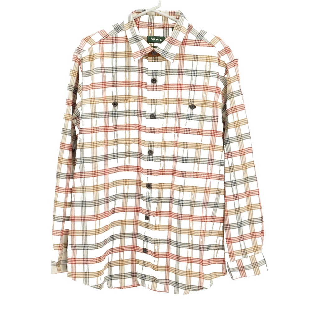 Orvis Flannel Shirt SZ L Classic Fit Colorful Midweight Workwear Utility Casual